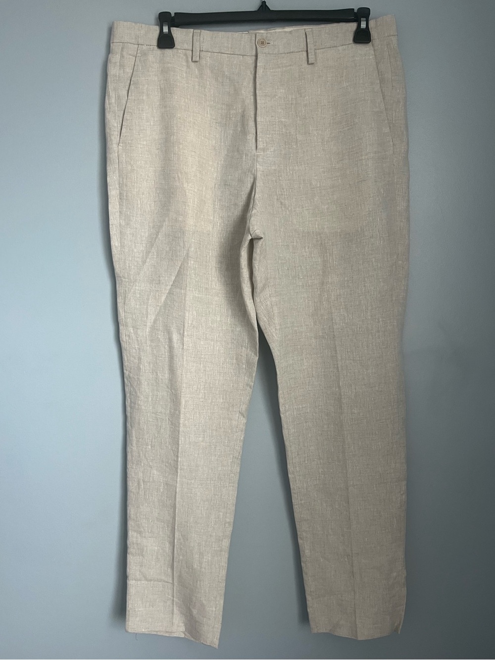 ZARA Men’s Tan Linen Sartorial  Pants Straight Flat Front 34x31
